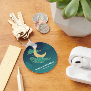 Blue Modern Ramadan Mubarak Keychain