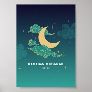 Blue Modern Ramadan Mubarak Poster