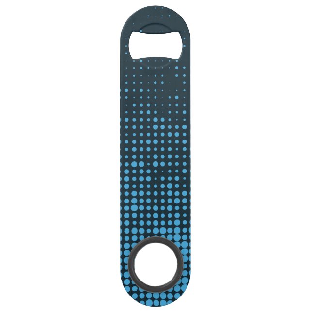 Blue, modern, retro, cool, trendy dot pattern bar key (Front)