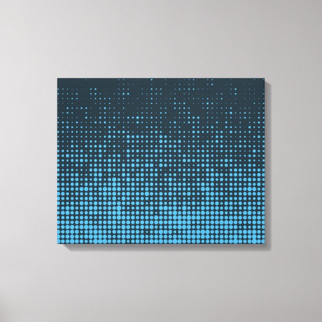 Blue, modern, retro, cool, trendy dot pattern canvas print (Front)