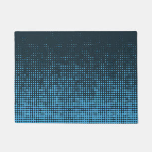 Blue, modern, retro, cool, trendy dot pattern doormat