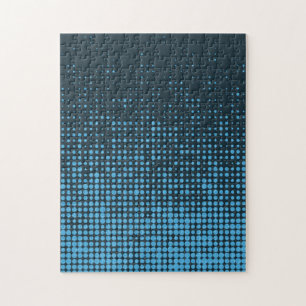 Blue, modern, retro, cool, trendy dot pattern jigsaw puzzle