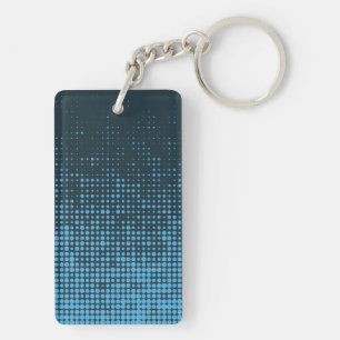 Blue, modern, retro, cool, trendy dot pattern keychain