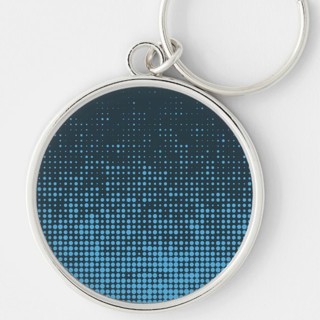 Blue, modern, retro, cool, trendy dot pattern keychain (Front)