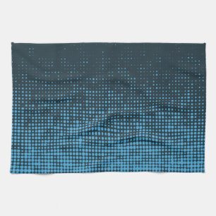 Blue, modern, retro, cool, trendy dot pattern kitchen towel