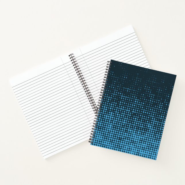 Blue, modern, retro, cool, trendy dot pattern notebook (Inside)
