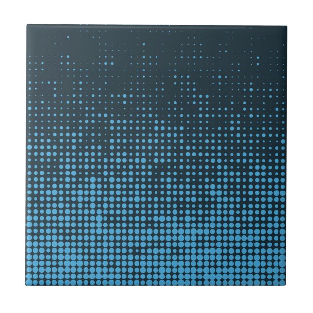 Blue, modern, retro, cool, trendy dot pattern tile (Front)