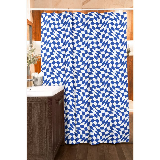 Blue modern retro swirl chequered (Creator Uploaded)