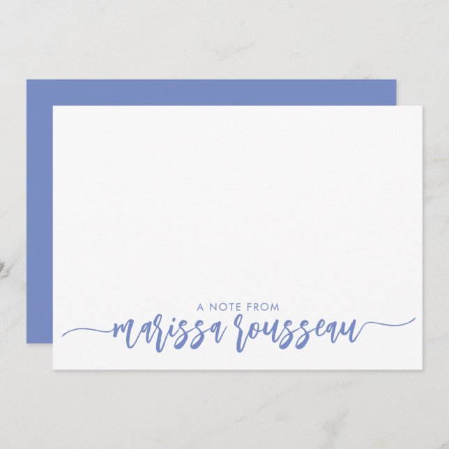 Blue Modern Script Name Personalized  Note Card (Front/Back)
