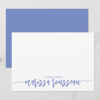 Blue Modern Script Name Personalized Note Card