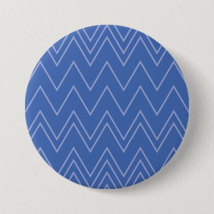 Blue, modern, simple, cool, trendy zigzag pattern 3 inch round button