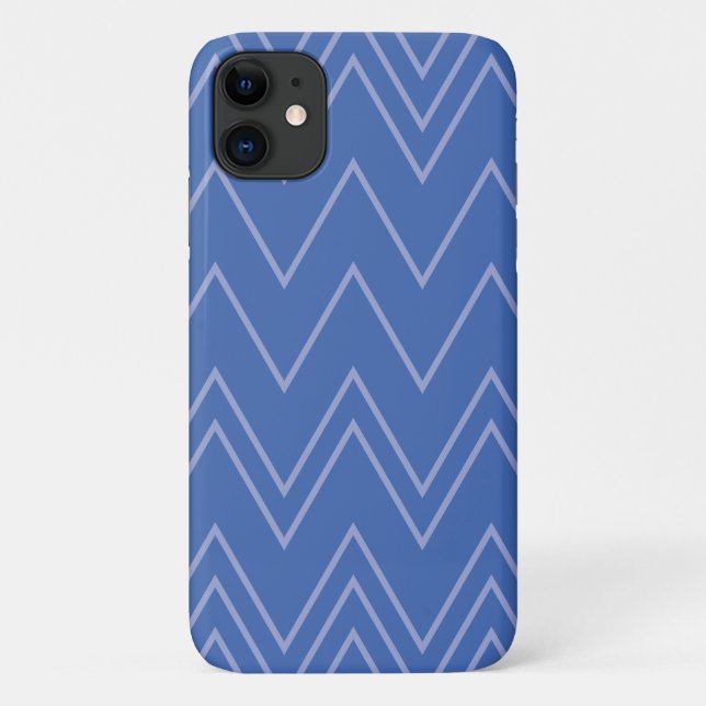 Blue, modern, simple, cool, trendy zigzag pattern Case-Mate iPhone case (Back)