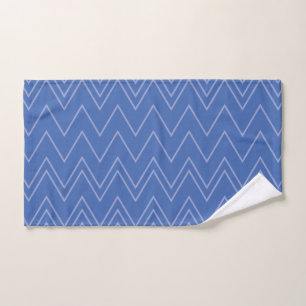 Blue, modern, simple, cool, trendy zigzag pattern hand towel