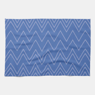 Blue, modern, simple, cool, trendy zigzag pattern kitchen towel