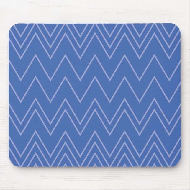 Blue, modern, simple, cool, trendy zigzag pattern mouse pad (Front)
