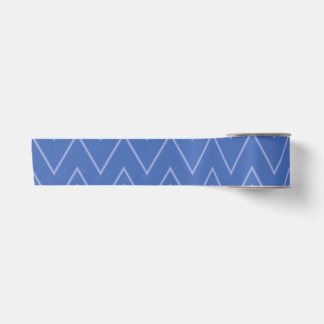 Blue, modern, simple, cool, trendy zigzag pattern satin ribbon (Front)