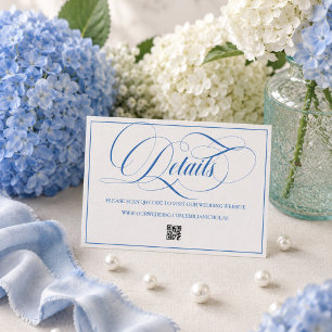 Blue Modern Simple Wedding Details Enclosure Card