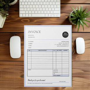 Blue Modern Small Business Invoice Template Notepad