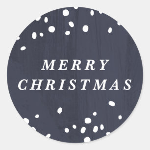 Blue Modern Snow Globe Merry Christmas Sticker