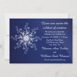 Blue Modern Snowflake Wedding Invitation