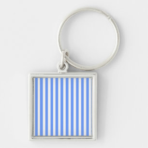Blue Modern Stripes Keychain
