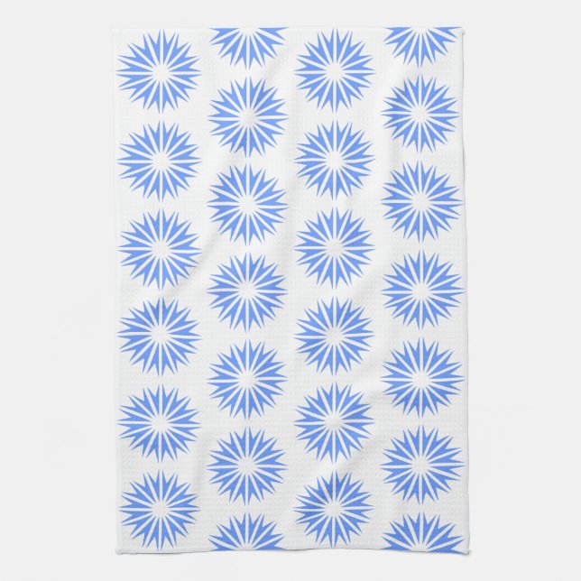 Blue Modern Sunbursts Kitchen Towel (Vertical)