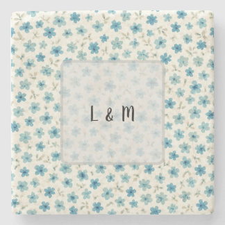 Blue Modern tiny flowers Stone Coaster