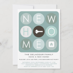 Blue Modern Typography Housewarming Party Invitation