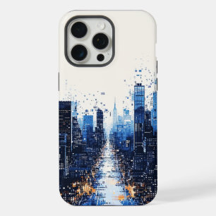 Blue modern urban street iPhone 15 pro max case