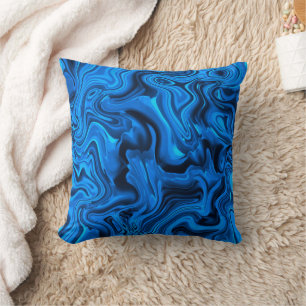 Blue Modern Watercolor Art Throw Pillow