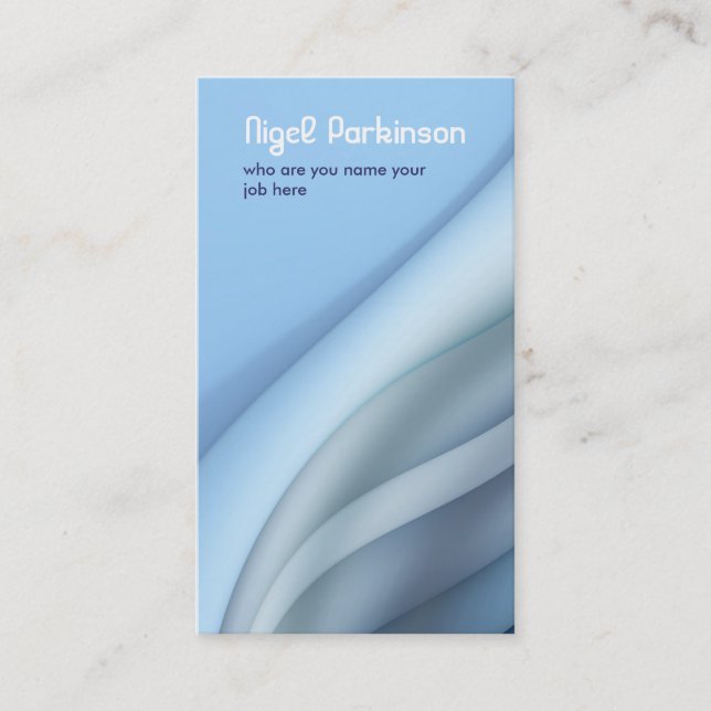 blue modern wavy business card (Front)
