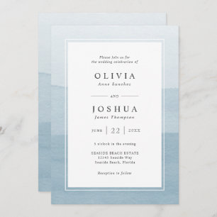 Blue Modern Wedding All In One Invitation