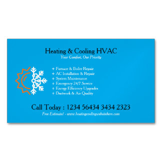 Blue Modern White Heating & Cooling Magnetic Business Card