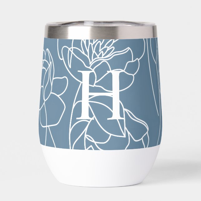 Blue Modern Wildflower Monogram Name (Back)