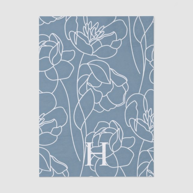 Blue Modern Wildflower Tissue Paper (Front)