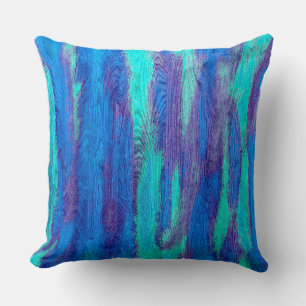 Blue Modern Wood Grain Background Throw Pillow