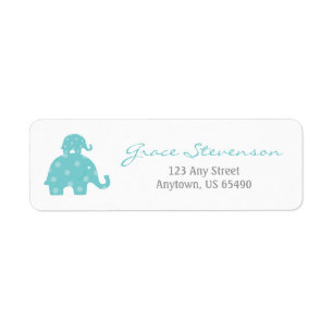 Blue Mom and Baby Elephant Labels