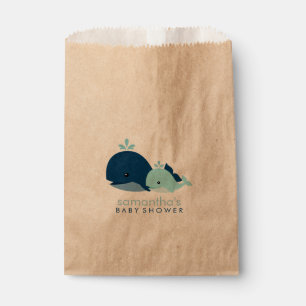 Blue Mom and Baby Whales Baby Shower Favour Bag