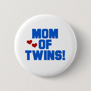Blue Mom of Twins 2 Inch Round Button
