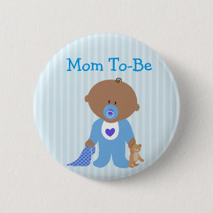 Blue Mom To Be Baby Shower Button