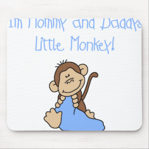 Blue Mommy and Daddy's Monkey Mouse Pad