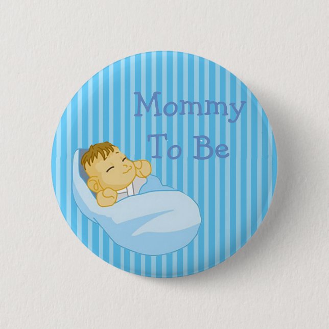 Blue Mommy To Be Baby Shower Button (Front)