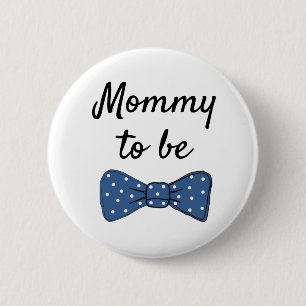 Blue Mommy to be Bow Tie Baby Shower Button