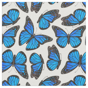 Blue Monarch Butterfly Pattern Fabric
