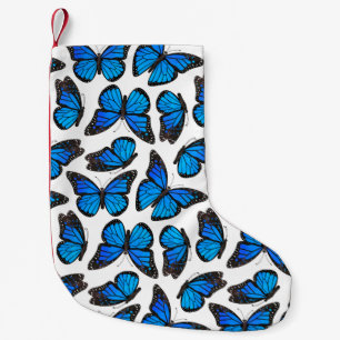 Blue Monarch Butterfly Pattern Small Christmas Stocking