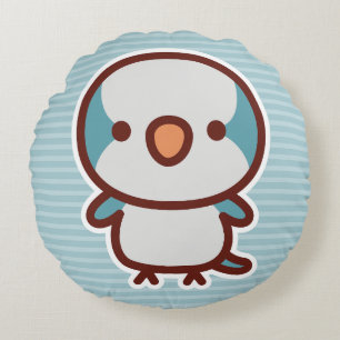 blue Monk parakeet Round Pillow