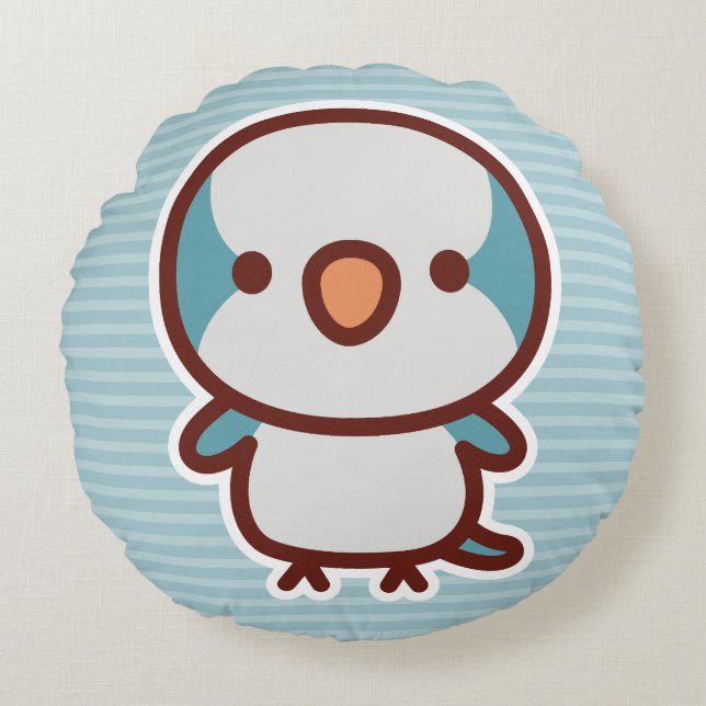 blue Monk parakeet Round Pillow (Front)