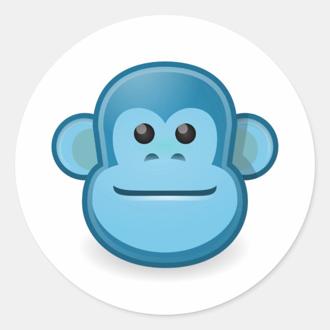 Blue Monkey Classic Round Sticker (Front)