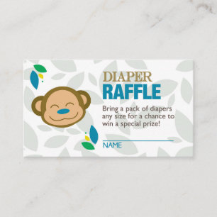 Blue Monkey Diaper Raffle Ticket Enclosure Card