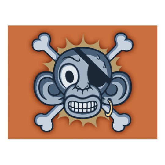 Blue Monkey Pirate Postcard